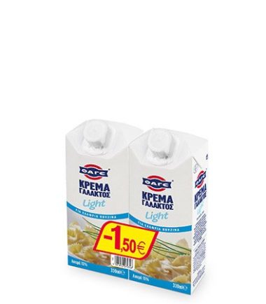 Κρέμα γάλακτος light Φάγε (2x330ml) -1,50€