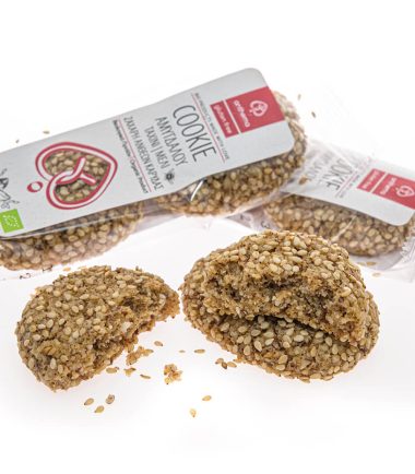 Cookies αμυγδάλου με ταχίνι και επικάλυψη καφέ σουσαμιού (39gr)