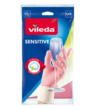 Γάντια large sensitive ροζ Vileda
