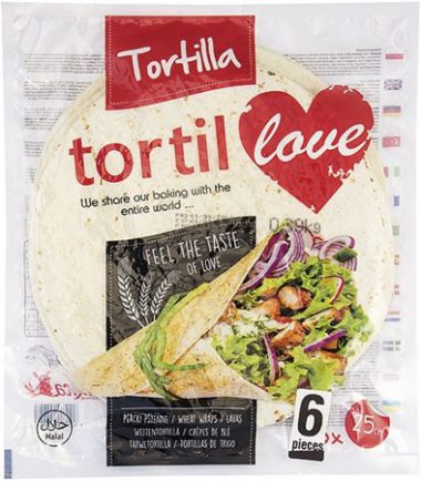Τορτίγιες σίτου 25cm Tortilove (6 τεμ)