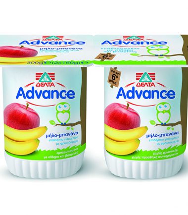 Παιδικό γιαούρτι με γεύση μπανάνα & μήλο advance Δέλτα (2x150gr)
