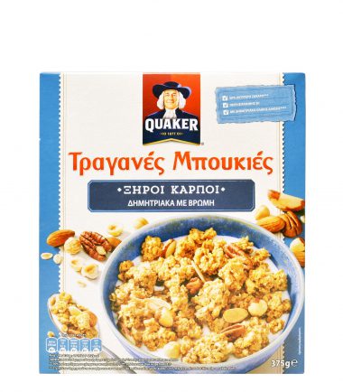 Τραγανές μπουκιές βρώμης με ξηρούς καρπούς Quaker (375gr)