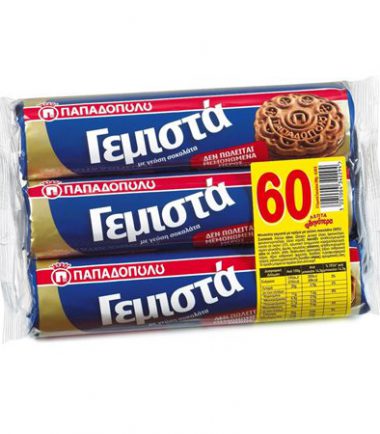 Μπισκότα γεμιστά κακάο Παπαδοπούλου (3x200gr) -0,60€