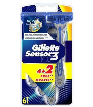 Ξυραφάκια μιας χρήσης Sensor 3 Gillette (6τεμ) 4+2 δώρο