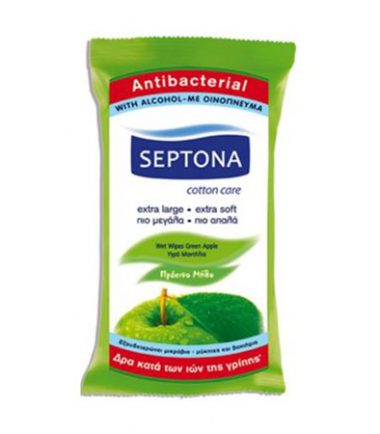 Refresh wipes με πράσινο μήλο Septona (15 τεμ)