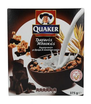 Τραγανές Μπουκιές Δημητριακών με Βρώμη και Σοκολάτα Υγείας Quaker (375 g)
