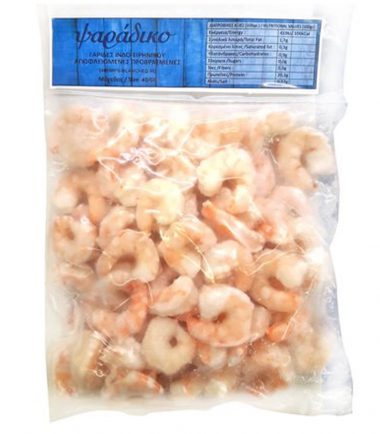 Γαρίδες αποφλοιωμένες προβρασμένες 40/60 Ψαράδικο (425gr)