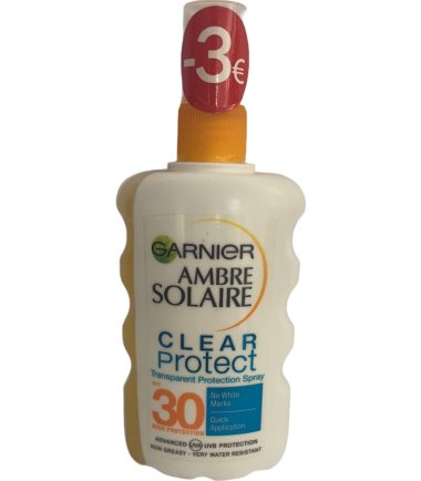 Αντηλιακό clear protect Spray SPF 30 Ambre Solaire Garnier (200ml) -3€