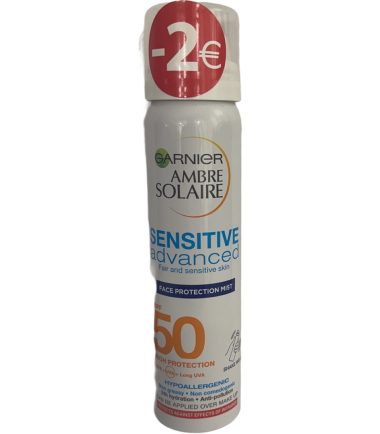 Face Cream sensitive advanced mist SPF 50 Ambre Solaire Garnier (75ml) -2€