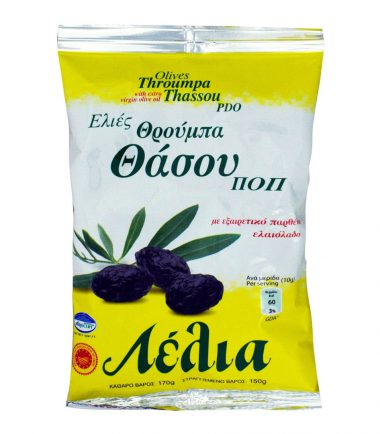 Ελιές θρούμπες Θάσου σε ελαιόλαδο Λέλια (150gr)