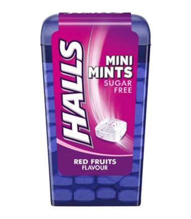Καραμέλες  Mini Mints Κόκκινα Φρούτα Χωρίς Ζάχαρη Halls (12,5gr)