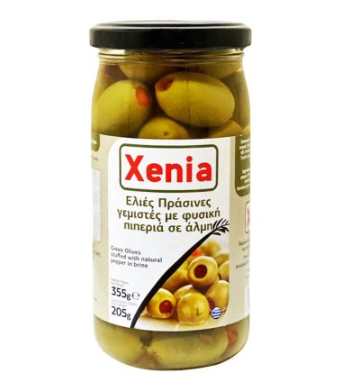Ελιές Πράσινες σε Άλμη γεμιστές με Πιπέρια XENIA (205gr)