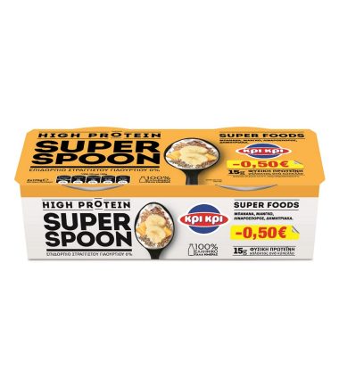 Επιδόρπιο Στραγγιστού Γιαουρτιού 0% λιπαρά Mango-Μπανάνα Super Spoon ΚΡΙ ΚΡΙ (2x170gr) (-0,50€)