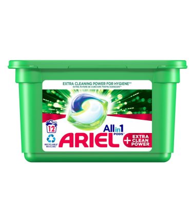 Κάψουλες Πλυντηρίου Ρούχων ARIEL All in1 Extra Clean Power (12τεμ)