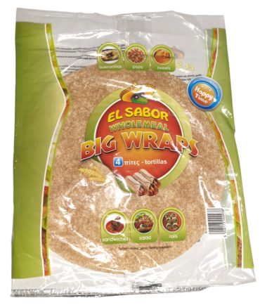 Τορτίγιες Wholemeal Wraps 25cm El Sabor - 4 τεμ (245gr)