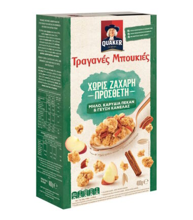 Τραγανές Μπουκιές Βρώμης με Μήλο Χωρίς Ζάχαρη QUAKER (400gr)