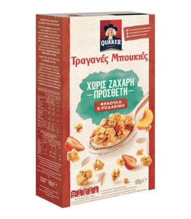 Τραγανές Μπουκιές Βρώμης με Φράουλα Χωρίς Ζάχαρη QUAKER (400gr)