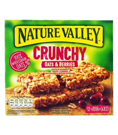 Μπάρα Μούσλι Ολικής Άλεσης Crunchy με Cranberry NATURE VALLEY (6τεμ  x 42gr)