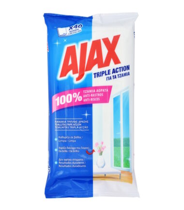 Υγρά Πανάκια Καθαρισμού για Τζάμια AJAX (40τεμ)