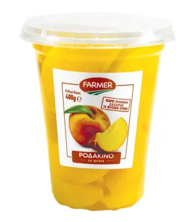 Κουπάκια Ροδάκινο Φέτες Σε Φυσικό Χυμό FARMER (400gr)
