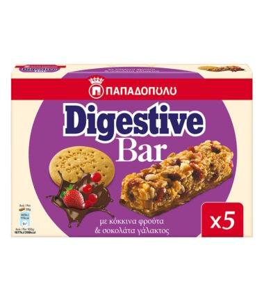 Digestive Βar με Κόκκινα Φρούτα & Σοκολάτα Γάλακτος ΠΑΠΑΔΟΠΟΥΛΟΥ (5x28gr)