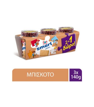 Επιδόρπιο Γιαουρτιού ΔΕΛΤΑ Smart Μπισκότο (3x140gr) (2+1 Δώρο)