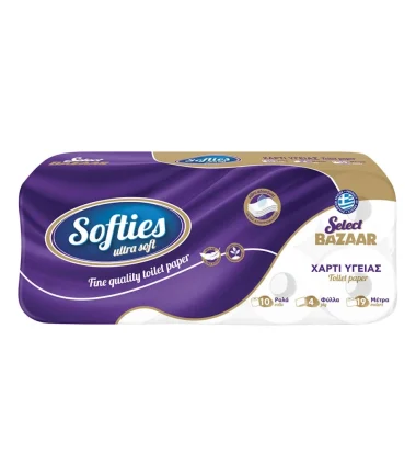 Χαρτί Υγείας 4 Φύλλων BAZAAR Softies (10x112gr)